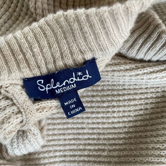 Splendid Beige Light Tan Thermal Open Back Dolman Cut Top M - Picture 5 of 6